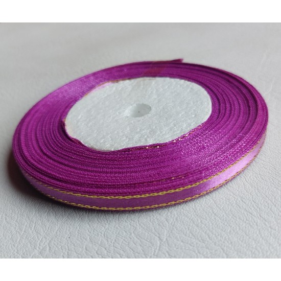 Лента атласная с люрексом 0,6 см*25 ярдов цв. сиреневая фуксия, цена за катушку